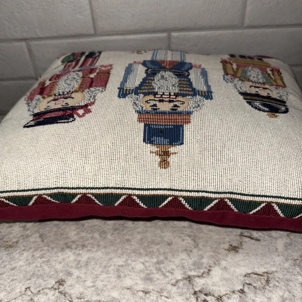 Nutcracker Tapestry Accent Throw Decorative Pillow Christmas Holiday 15X11 In